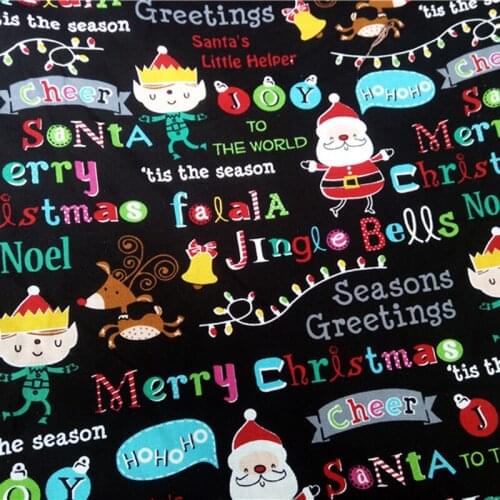 145CM Width Santa Claus Cotton Fabric for Kids Cloth Christmas Day Hometextile Cushion Cover DIY Material