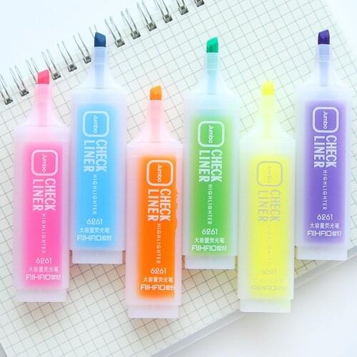 Jumbo Check Liner Highlighter Pen Fluorescent Colors Marker Drawing Pens Stationery Office Paper Fax School Paint Supplies A6646