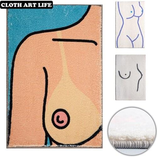 Boob Printed Chenille Door Mat for Bathroom Bedroom Entrance Rug Non-slip Absorbent Rubbing Foot Mat Creative Absorbent Door Mat