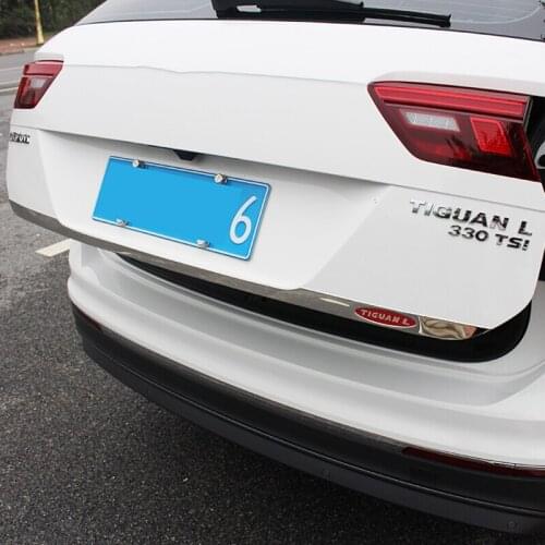 Red Logo Stainless Steel Rear Tailgate Trunk back door Cover Trim For tiguan L 2017 2018 Car Accessories Styling