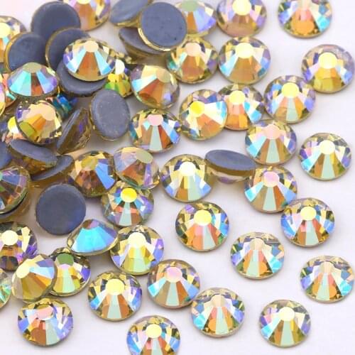 Jonquil AB Hot Fix Rhinestone SS16 SS20 Crystal Glass Iron On Stone For Clothes Wedding Clothing DIY Decoration