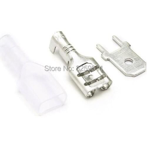 500PCS 6.3mm Brass Wire Connector Electric Lighting use for Automotive Boat Car Speaker Circuit Joints Copper Terminal Block