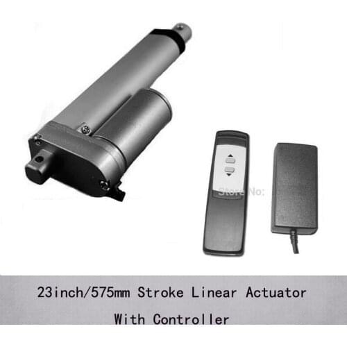 Linear actuator with 23inch/575mm stroke, 1000N/100kgs load waterproof dc electric linear actuator 24v with controller