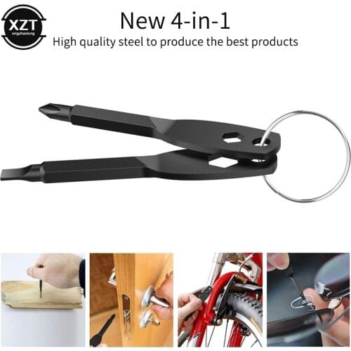 1 Set Stainless Steel Mini EDC Multifunction Screwdriver Key Shape Slotted Screwdrivers Keychain Pocket Repair Tool