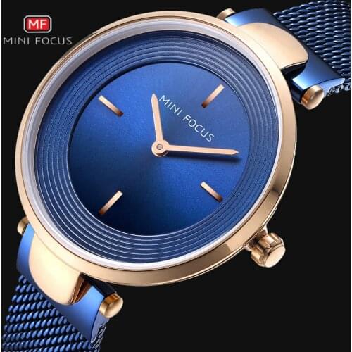 MINIFOCUS Simple Exquisite Quartz Watch Women Sapphire Dail Clocks Fashion Mesh Bracelet Watches Beauty Gift for Lady Waterproof