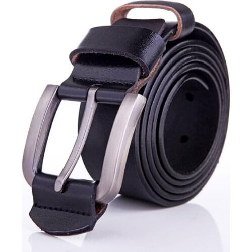 Retro Genuine Pin Buckle Cow Leather Mens Belt Waistband Waist Strap Girdle