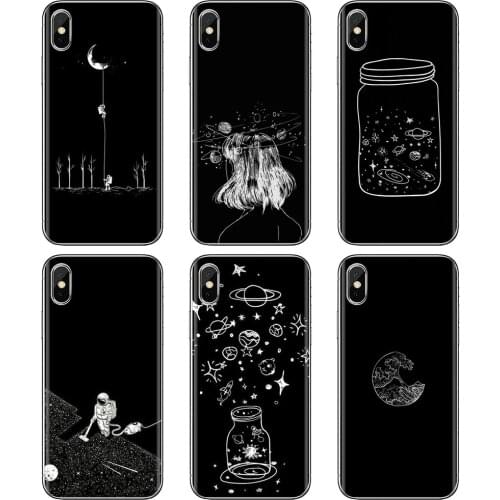 For Huawei P30 P40 P20 P7 P8 P9 P10 Lite Plus Pro 2015 2016 2017 Mini sun-Moon-C-stars-sky-Space-planet Soft Cover Bag