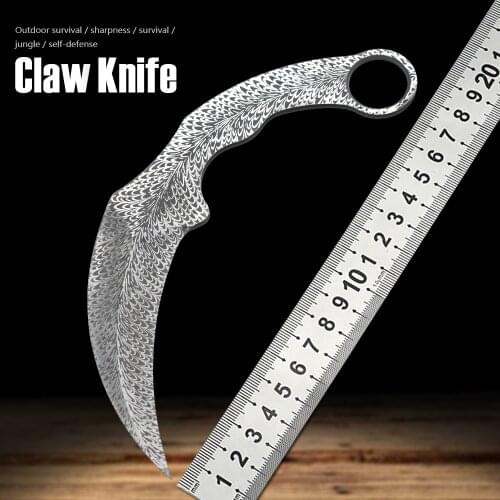 Claw Knife 420 Steel Karambit Knife Outdoor Camping Rescue Tool Knife Equipment Portable EDC Self-Defense CS GO Multi-Function
