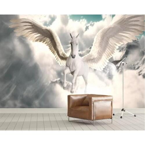 Beibehang Custom wallpaper photo Nordic mythology Pegasus TV background wall paper simple sky living room bedroom 3d wallpaper