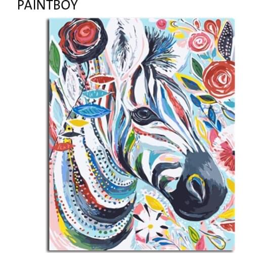 PAINTBOY Framed DIY Painting By Numbers On Canvas Of Colorful Animals Oil Painting Home Decor For Living Room Wall Art