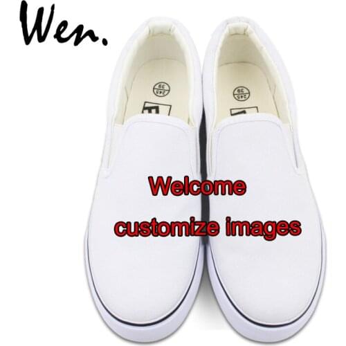 Wen Customize White Slip On Hand Painted Canvas Shoes Offer Pictures You Like to Design Accept Bargain According to Complexity