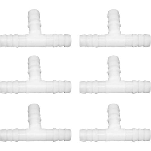 3/8 Plastic Hose Barb Fittings Equal Barbed Tee Pipe Connectors 3 Way Joint Splicer Mender Union Adapter for Boat Aquarium