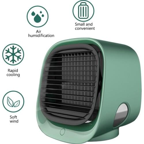 Mini Portable Air Conditioner with Night Light Desktop Air Cooler Fan Water Cooling Car Fan Humidifier Purifier