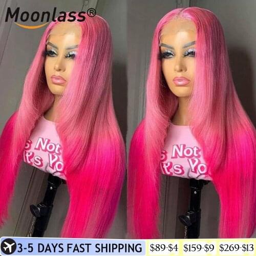 Pre Plucked Pink Ombre Lace Front Wig Brazilian Remy Purple Straight Human Hair Wig 26 Inch Lace Front Human Hair Wigs For Women