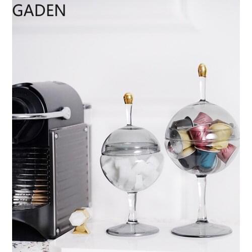 Transparent Glass Decorative Jar Tall Storage Jar Living Room Storage Box Light Luxury Candy Jar with Lid Home Decoration