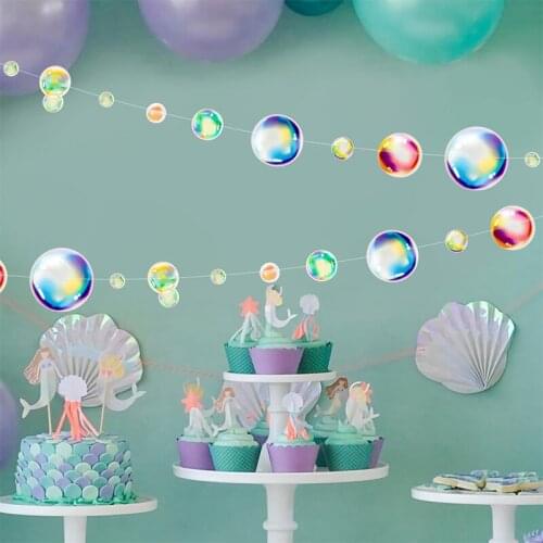 Seashell Starfish Garland Colorful Bubble Dots Hanging Garland Under the Sea Party Mermaid Birthday Party Decoration Babyshower