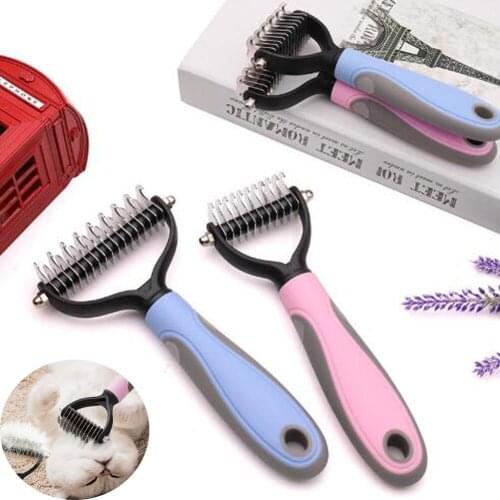 Hair Removal Comb For Dogs Cat Detangler Fur Trimming Dematting Deshedding Brush Grooming Tool For Matted Long Hair Curly Pet