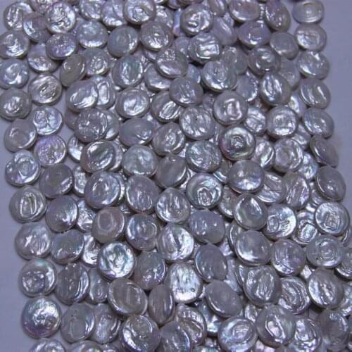 Hot Cheap 19-20mm Big Size Button Shape Loose Pearl Necklace Real Pearl Strand String 38cm Long DIY Jewelry Necklace/Bracelet