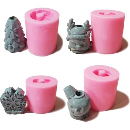 Christmas Tree Straw Silicone Molds Deer Snowman Straw Resin Mold Snowflake Straw Decoration Resin Mold for DIY Crafts X4YA