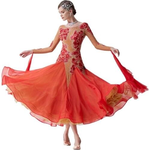 B-19432 Hand made long sleeve modern long islamic women clothing ballroom dance dress for sale