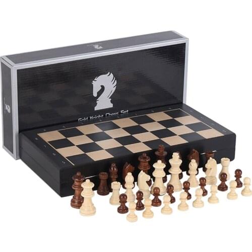 High Grade Wooden Chess Set Magnetic Solid Wood Chess Piece Folding Portable 33*33cm Chessboard with Wooden Chessmen Games I170