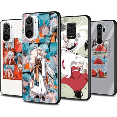 Anime Inuyasha Glass Phone Case for Xiaomi Redmi Note 9S 7 9 8 10 Pro Max 8T 9c 9A 9T Glass Cover for Redmi K40 K30 K20