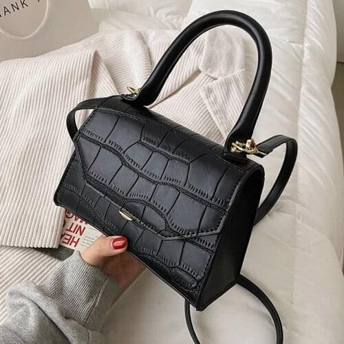 Messenger Bag Small Stone Pattern PU Leather Shoulder Bag for Women 2021 Lady Handbags Female Travel Fashion Branded Totes