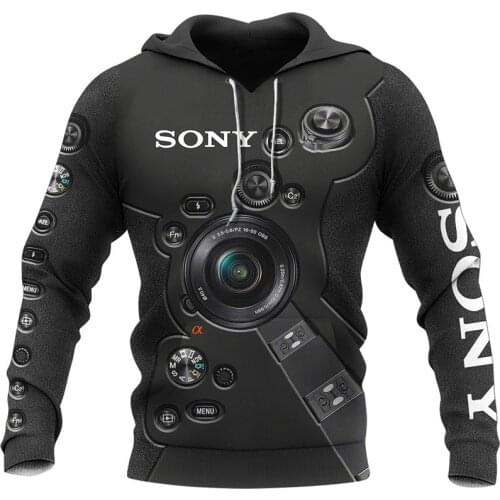 New autumn winter sweatshirt limited edition camera 3D printing mens and womens hoodie fashion Harajuku casual zipper hoodie