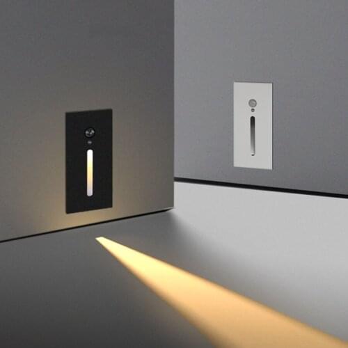 Smart Motion Light Sensor Outdoor LED Stair Light 3W Waterproof Corner Wall Lamp RecessedStep Lamp Indoor Corridor Lighting