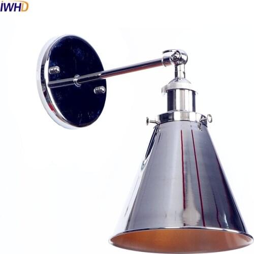 IWHD Silver Arm Vintage LED Wall Lamps Bedroom Stair Edison Loft Style Industrial Retro Wall Lights Fixtures Sconce Luminaire