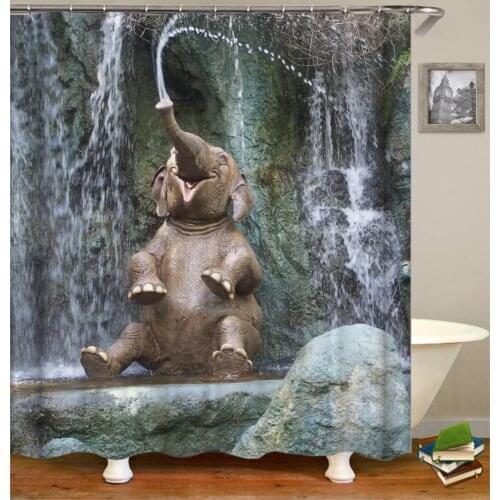 OLOEY 3D Print Shower Curtains Animal Elephant Curtains for Bathroom Decor Customized Size Image Bath Curtain Wholesale