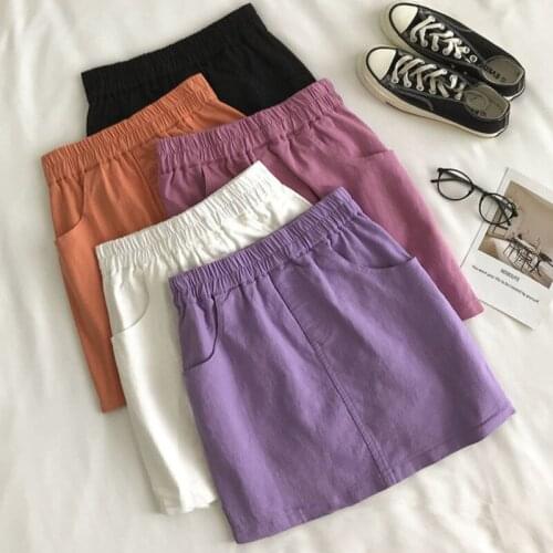 Women Sexy Mini Slim Skirts Female Summer Solid Color Elastic Waist Plus Size Pencil Skirt