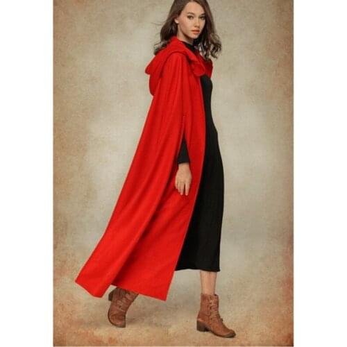 Women Maxi Hooded Coat Cloak Medieval Forest Ranger Druid Elven Witch Cosplay Costume Outwear SCA Larp Faire Capelet For Girl