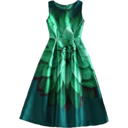 BunniesFairy Celebrity-inspired Women Elegant Vintage Retro Flower Floral Print Vest Dresses Sleeveless O-Neck Vestido de Fiesta
