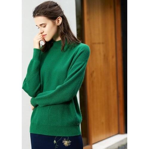 ZHIlI 2018 New Autumn Winter Sante Green Pullover Cashmere Sweater