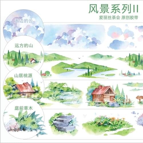 Scenery series sky cloud mountain river plant landscaping tape