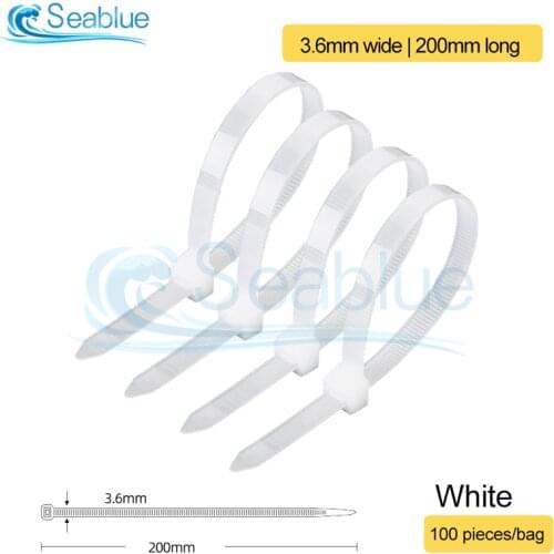100Pcs 3.6*200 4.7*200 7.2*200mm Nylon Cable Self-locking Plastic Wire Zip Ties Set Industrial Supply Fasteners & Hardware Cable