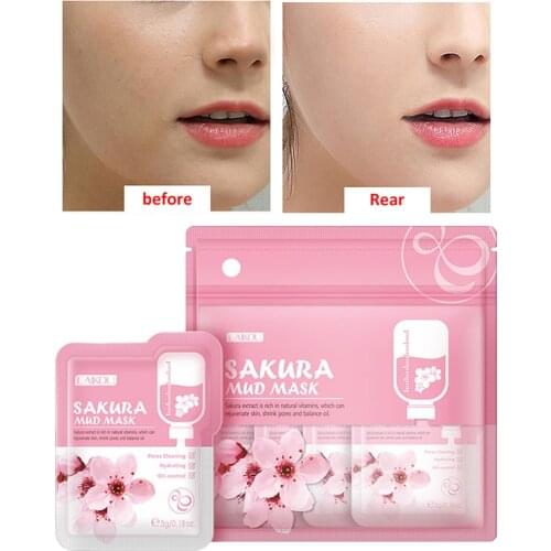 12pcs Moisturizing Sleeping Face Masks Anti-Aging Skin Hydrating Sakura Facial Mask Mud Anti Wrinkle Facial Mask Face Care TSLM1