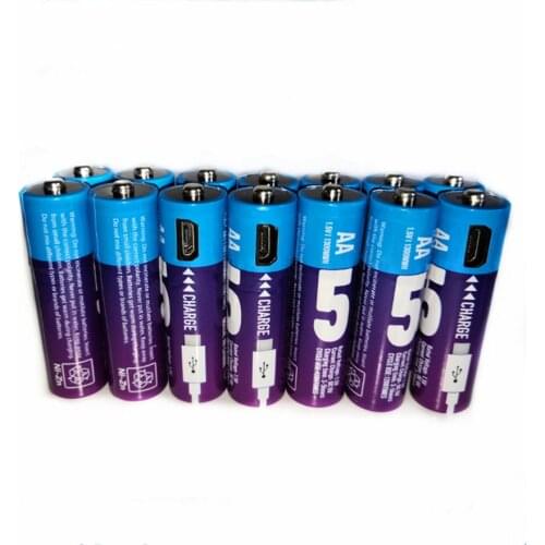 14Pcs/Lot New 1.5V AA rechargeable battery 1300mwh USB Ni-Zn rechargeable battery for wireless microphone toys