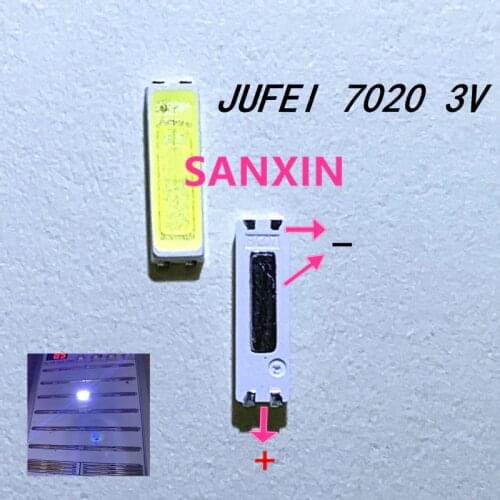 200PCS/Lot Jufei SMD LED 7020 3v 0.7W 240mA Cool white 10000-13000K For TV Backlight Application