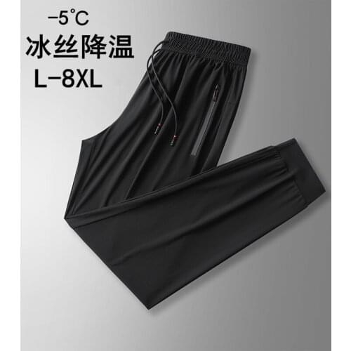 2021 Ice Silk Pants for Men Summer Ultra-thin Fast Drying Sports Casual Pants Loose Plus Fat Plus Size Air Conditioning Pants