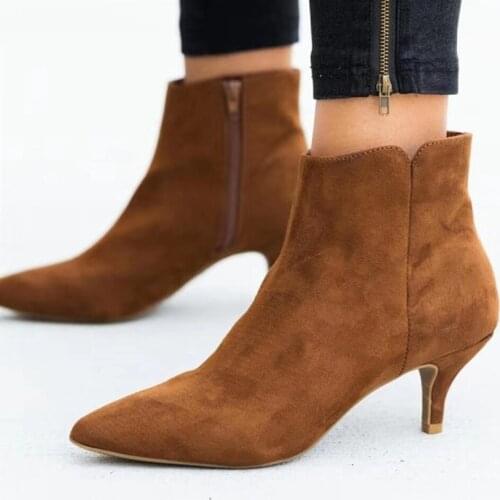 2021 New Booties For Femme New Fashion Solid Color Martin Boots High Heels Fine With Flip Skin Womens Boots For Femme