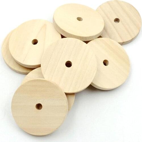 50Pcs Hole Wooden Slice Button DIY Clothes Sewing Accessory Hanging Pendant