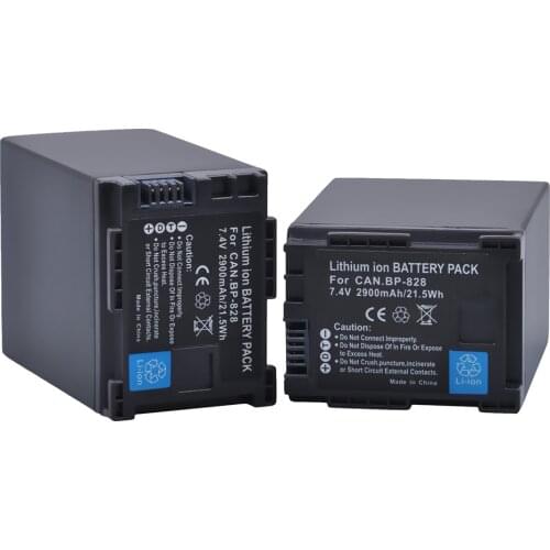 2PCS 2900mAh BP828 BP-828 Camera Batteries for Canon VIXIA GX10, XF400, XF405 HFG20, HFG30, HFG40, HFM41, HFM400, HFS21, HFS30