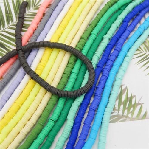 Julie Wang About 370PCS 6mm Round Polymer Clay Beads Chip Disk Loose Spacer Beads Bracelet Jewelry Making Handmade Accessory