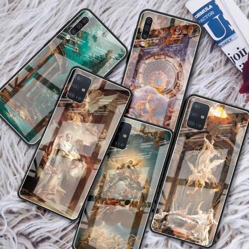 Tempered Glass Case For Samsung Galaxy A51 A50 A71 A70 A21s A31 A91 A52 M31 A10 M51 Luxury Phone Cover Classic Art Jesus Angel