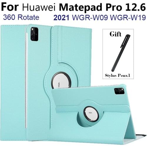 360 Rotation Stand Cover Funda for Huawei Matepad 12.6 Case 2021 for Huawei MatePad Pro Case 12.6 inch Protective Shell+Pen