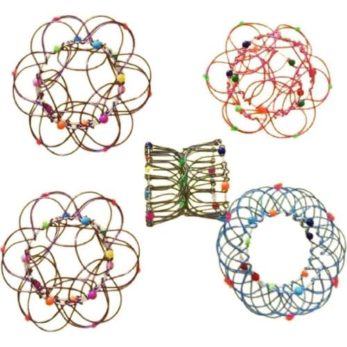 Kids Mandala Decompression Toys Variety Flower Basket Steel Ring Anti-Stress Magical Mandala Flower Basket Softened Toy