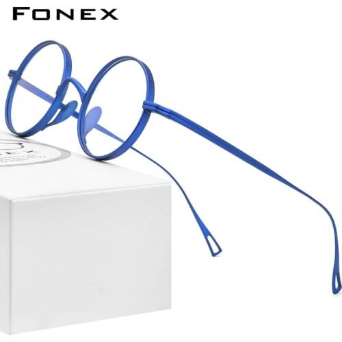 FONEX Pure Titanium Eyeglasses Frame Men Retro Round Prescription Glasses Women 2021 New Vintage Myopia Optical Eyewear F85644