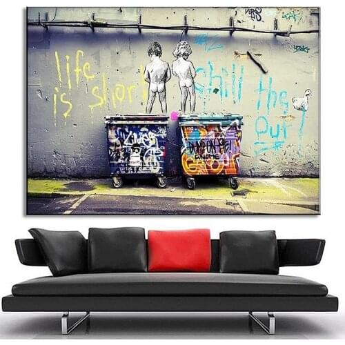 Banksy Graffiti Art Canvas Painting Figure Children Pee Colorful Abstract Posters and Prints Wall Art Pictures for Home Decor